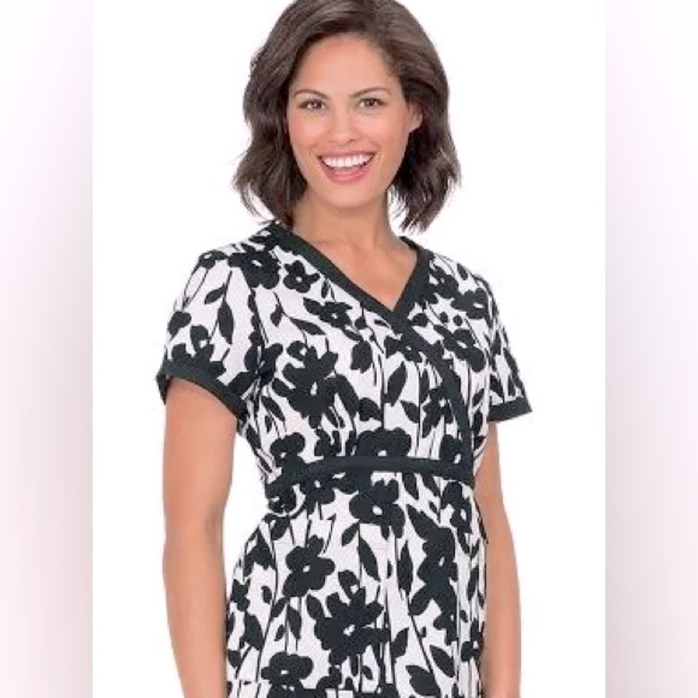 Koi Floral Print Top S Small Scrub